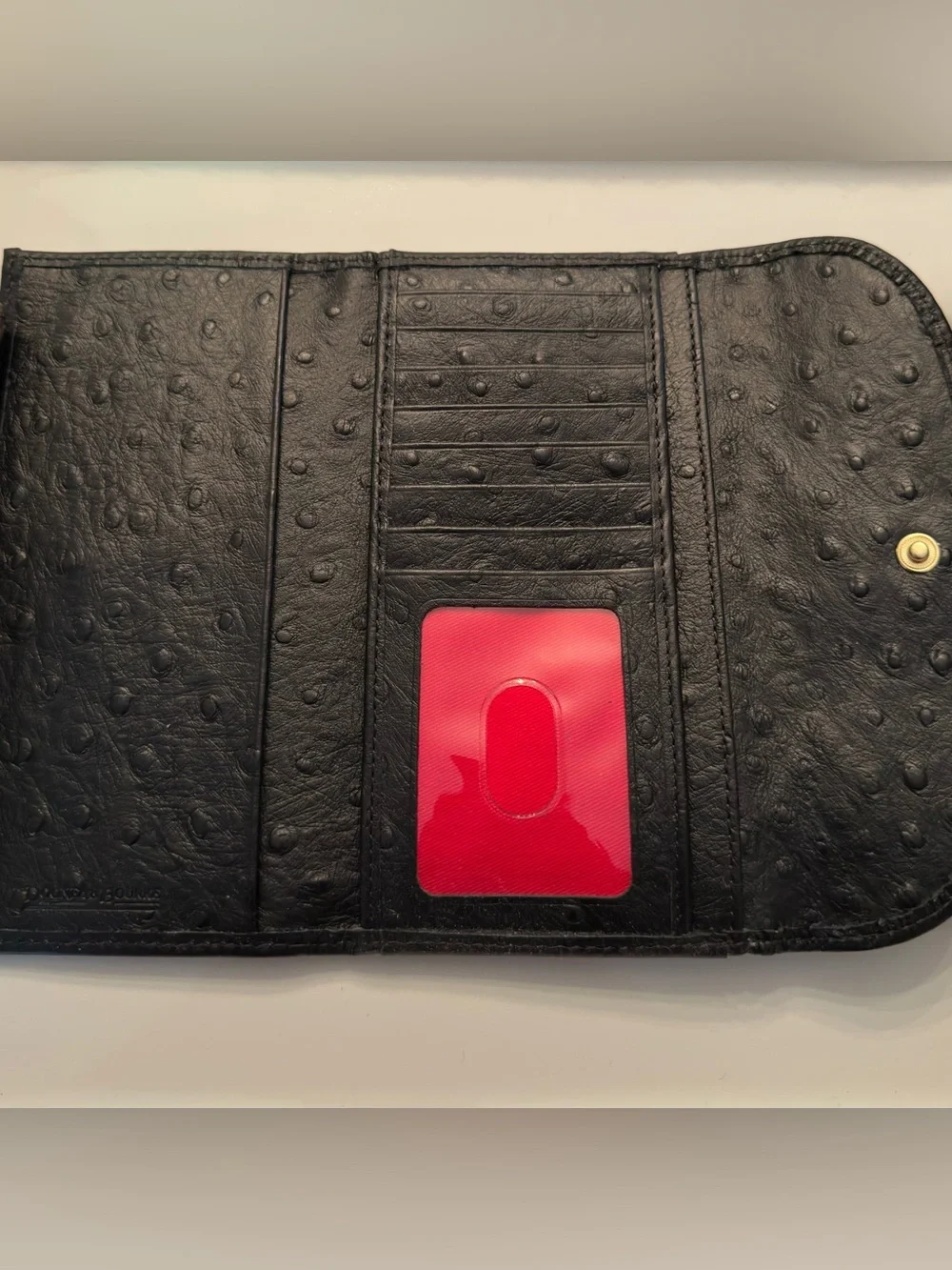 DOONEY & BOURKE BLACK OSTRICH-EMBOSSED CONTINENTIAL CLUTCH